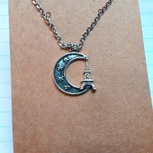 Moon Stars and Eiffel Tower Necklace